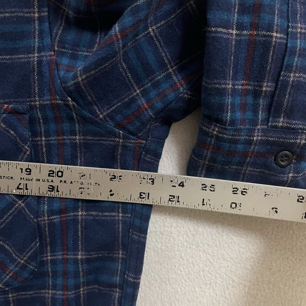 Vintage Pendleton Loop Collar Wool Shirt Men's Large Blue Plaid DAMAGED 60s 70s